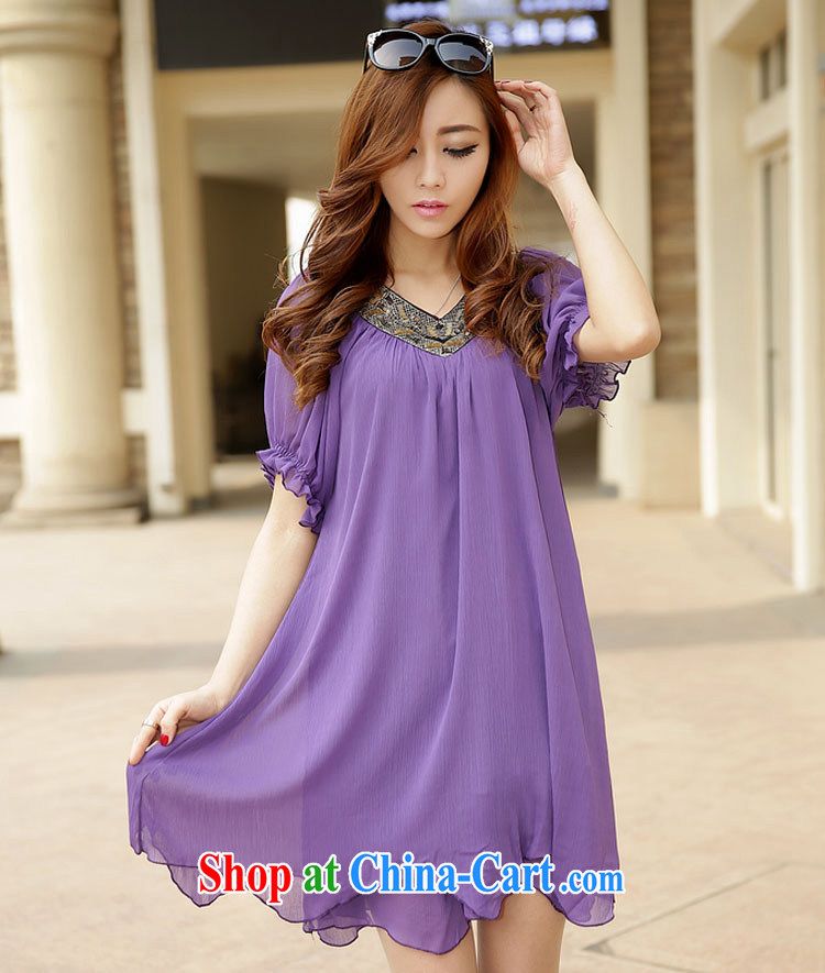 The line spent 2014 new V mighty code dress loose larger female and indeed the snow woven skirt 2531 - 1 purple 4 XL pictures, price, brand platters! Elections are good character, the national distribution, so why buy now enjoy more preferential! Health