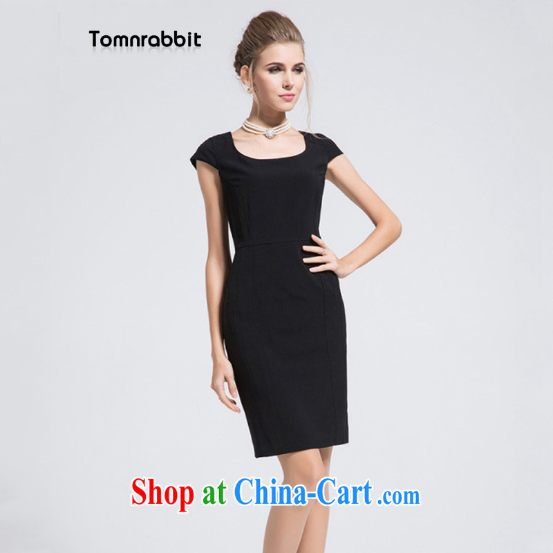 Tomnrabbit summer 2014 new larger female new OL dresses thick mm video thin further skirt black 2 XL