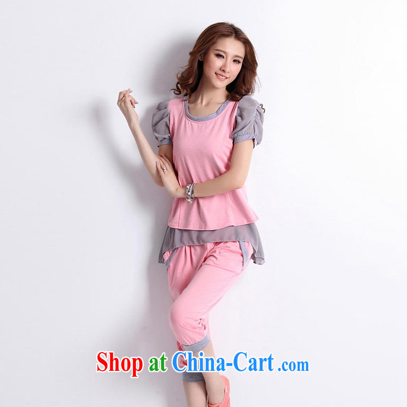 The Chinese clothing and building 2014 new Korean short-sleeved 7 pants trendy, female Leisure package girls summer pink XXL, Chinese clothing, and, shopping on the Internet