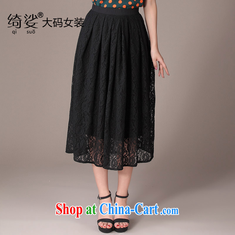 cheer for 2014 XL girls with thick MM summer new lace thick sister graphics thin larger body long skirt item no. 2035 black 2 XL