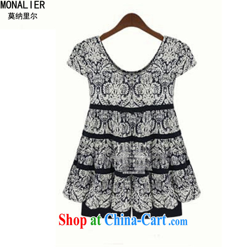 Mona, King, female thick mm dresses 2014 new summer wear thick sister in Europe video thin ice woven shirts 9842 photo color XXXXXL, MONA (monalier), shopping on the Internet