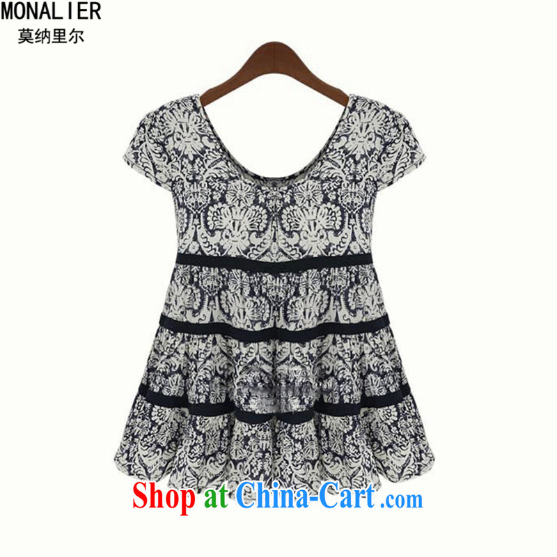 Mona, King, female thick mm dresses 2014 new summer wear thick sister in Europe video thin ice woven shirts 9842 photo color XXXXXL, MONA (monalier), shopping on the Internet