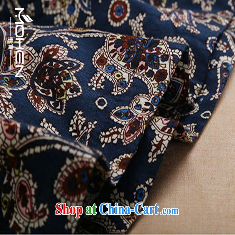 The ink marks fall 2015 new fertilizer and code, Korean trendy, Retro Palace stamp the waist round-collar long-sleeved shirt T thick MM Sau San video thin T-shirt dark blue XXXL, ink marks, and shopping on the Internet