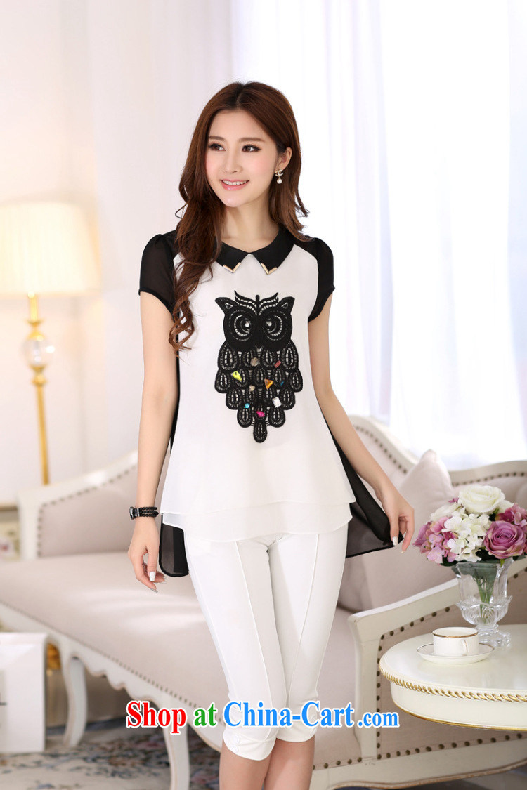 The ink marks summer 2015 King, female child adoption cute owl stamp short sleeve shirt T larger relaxed, do not rule out the snow woven shirts black 4XL pictures, price, brand platters! Elections are good character, the national distribution, so why buy now enjoy more preferential! Health