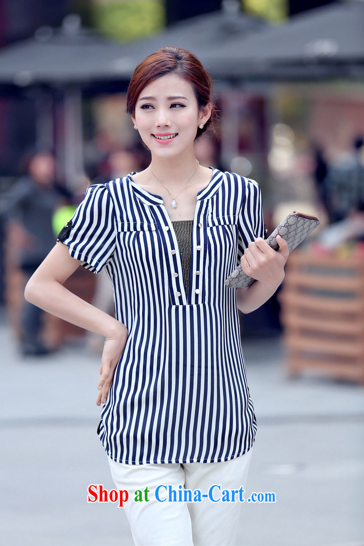 The Ju-Yee Nga 2014 new summer maximum code female vertical streaks on sister graphics thin and thick short-sleeved snow woven shirts blue bar XXXL pictures, price, brand platters! Elections are good character, the national distribution, so why buy now enjoy more preferential! Health