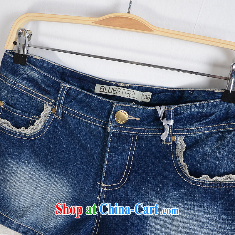 Spring new 2014 maximum code female pants thick mm large foreign trade, women in Europe and the single blue jeans shorts pants 68 blue 46 (tile measure against pants, talking about the Zhuang (gazizhuang), online shopping