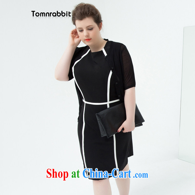 The Tomnrabbit indeed XL women sleeveless dresses beauty graphics thin thick mm double-coat solid black skirt XXXL