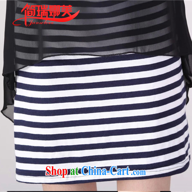 In short, the summer will be new, thick MM large code Beauty Stripe graphics thin leave of two-piece snow-woven dresses L 8062 black 5 XL, in short, would be (Janrelove), and shopping on the Internet
