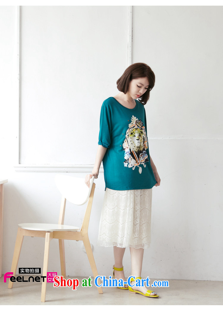 feelnet XL 2015 summer new Korean video thin loose stamp T-shirt short-sleeved larger T pension 2148 green code 6 XL pictures, price, brand platters! Elections are good character, the national distribution, so why buy now enjoy more preferential! Health