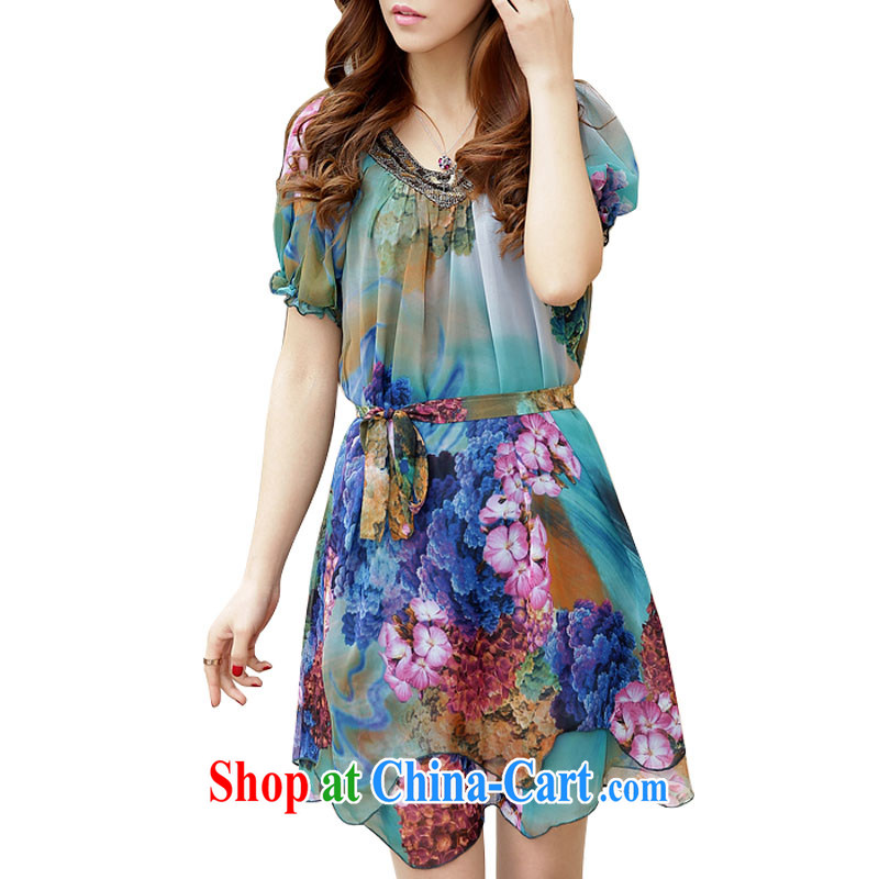 sea routes take new stamp the code dress loose the Code women's clothing dresses Korean version of the greater code snow-woven 2531 - 3 ink stamp duty 4 XL, sea routes, the code female, and Internet shopping