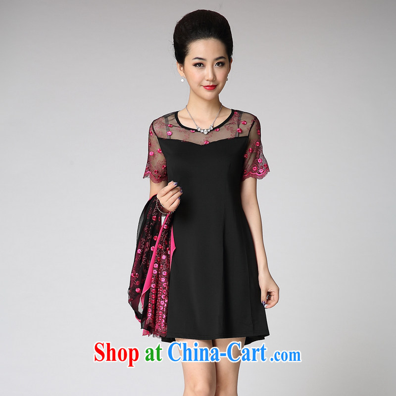 mm thick summer 2014 the Code women in Europe and America, new Korean version of the new embroidery, two-piece loose the code dress - YY 21,962 big red code 3 XL (155-170, 