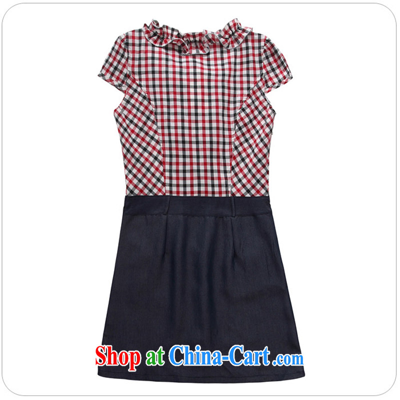 Constitution and clothing increased, girls with short skirts 2015 New Classic tartan OL pass, hit the color for short-sleeved larger graphics thin A field skirt thick mm dresses Red Large XL 3 160 - 180 jack, constitution, and shopping on the Internet