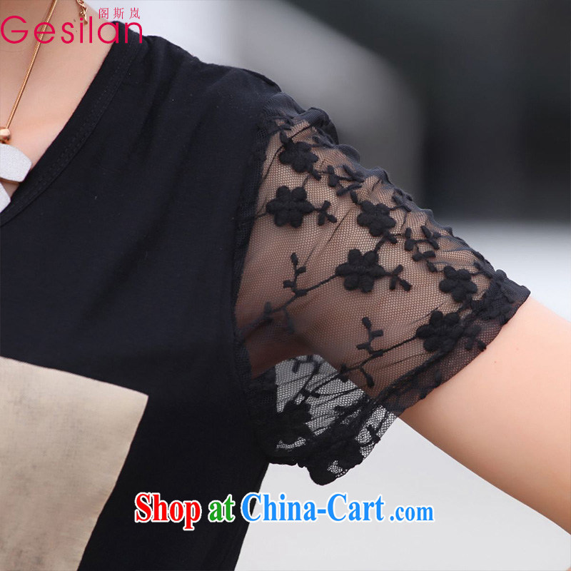 Cabinet, the sponsors 2015 new summer maximum code female solid lace T-shirt 100 ground short-sleeved shirt T loose lace sleeveless GDT 120 black (hot style) XXXL 140 - 150 jack, GE, the sponsors (Gesilan), and, on-line shopping