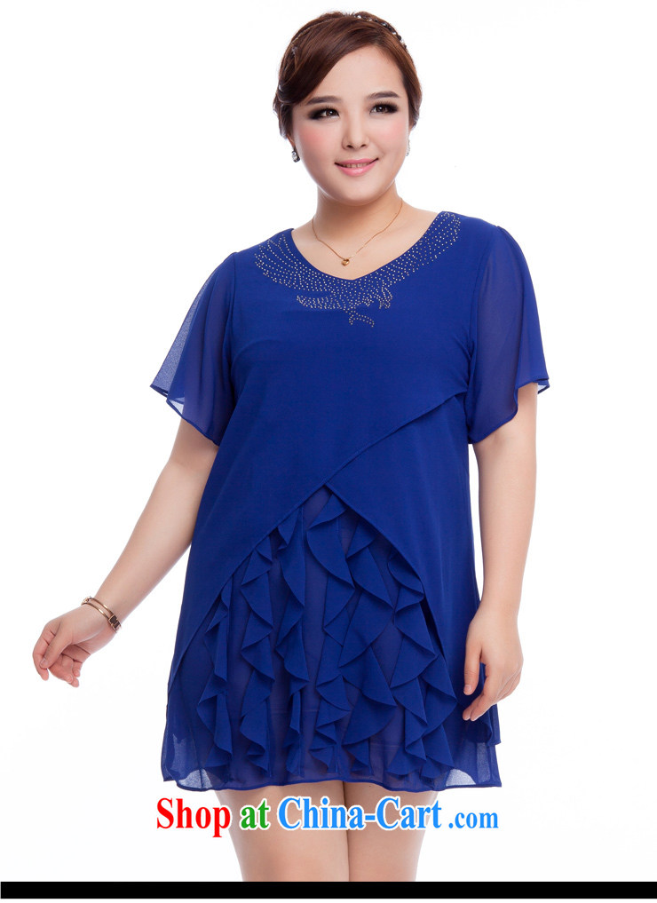 Replace-ting zhuangting fat people graphics thin 2015 summer new Korean version of the greater, women with stylish and relaxed short-sleeved snow woven dresses 1606 blue 4 XL pictures, price, brand platters! Elections are good character, the national distribution, so why buy now enjoy more preferential! Health
