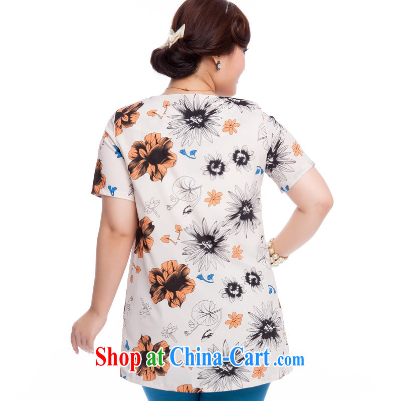 The Ting zhuangting fat people graphics thin 2015 summer new Korean version of the greater code female short-sleeved stamp snow T woven shirts T-shirt 1612 suit 4 XL, Ting (zhuangting), shopping on the Internet