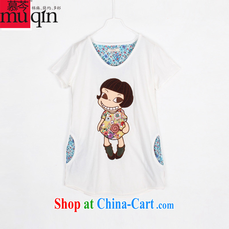The Superintendent 2015 summer new female large, loose cotton short-sleeve T-shirt embroidery Korean girls 3030 m White L, the Superintendent (MUQIN), online shopping