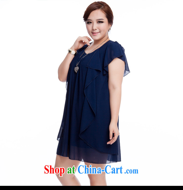 The Ting zhuangting fat people graphics thin 2015 summer new Korean version the Code women 100 stylish aura ground short-sleeve dress 925 blue 4 XL pictures, price, brand platters! Elections are good character, the national distribution, so why buy now enjoy more preferential! Health