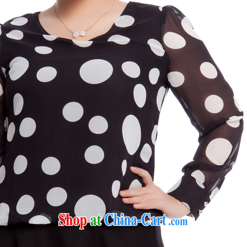 The Ting zhuangting fat people graphics thin 2015 spring new Korean version of the greater, female fashion dot long-sleeved snow-woven dresses 3103 black 4 XL, Ting (zhuangting), online shopping