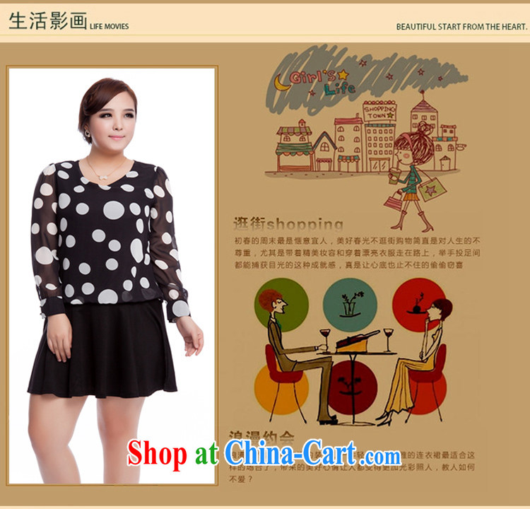 The Ting zhuangting fat people graphics thin 2015 spring new Korean version of the greater, female fashion dot long-sleeved snow woven dresses 3103 black 4XL pictures, price, brand platters! Elections are good character, the national distribution, so why buy now enjoy more preferential! Health