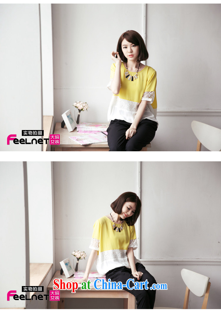 feelnet 2015 XL girls thick mm summer new graphics thin large code t-shirt short-sleeved stitching with larger T pension 2120 yellow large code 3XL pictures, price, brand platters! Elections are good character, the national distribution, so why buy now enjoy more preferential! Health
