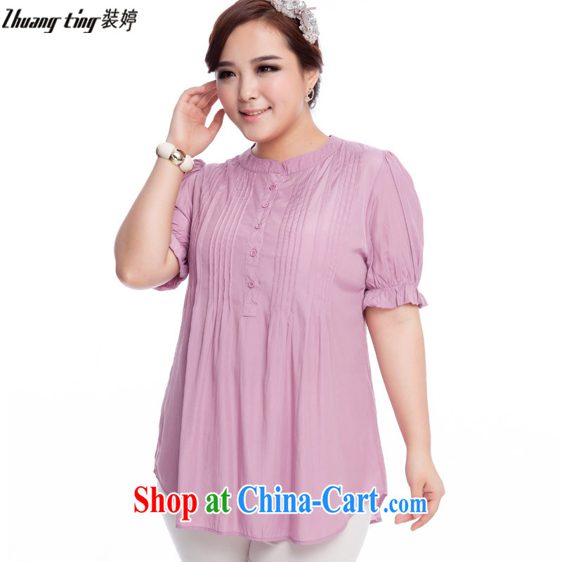 The Ting zhuangting fat people graphics thin 2015 summer new Korean version of the greater, ladies stylish casual round-collar short-sleeve shirt T-shirt 319 light green 3 XL, Ting (zhuangting), shopping on the Internet