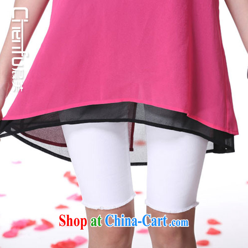 Morning would be 2015 summer New, and indeed increase, female fat mm video thin round-collar simple spell to hit colored short-sleeved sweet elegant snow T woven shirts girls of red 5 XL, morning, and shopping on the Internet