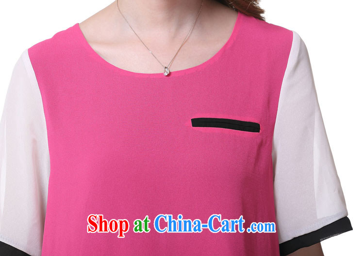 Morning would be 2015 summer New, and indeed increase, female fat mm video thin round-collar simple stitching knocked color short-sleeved sweet elegant snow T woven shirts girls of red 5 XL pictures, price, brand platters! Elections are good character, the national distribution, so why buy now enjoy more preferential! Health