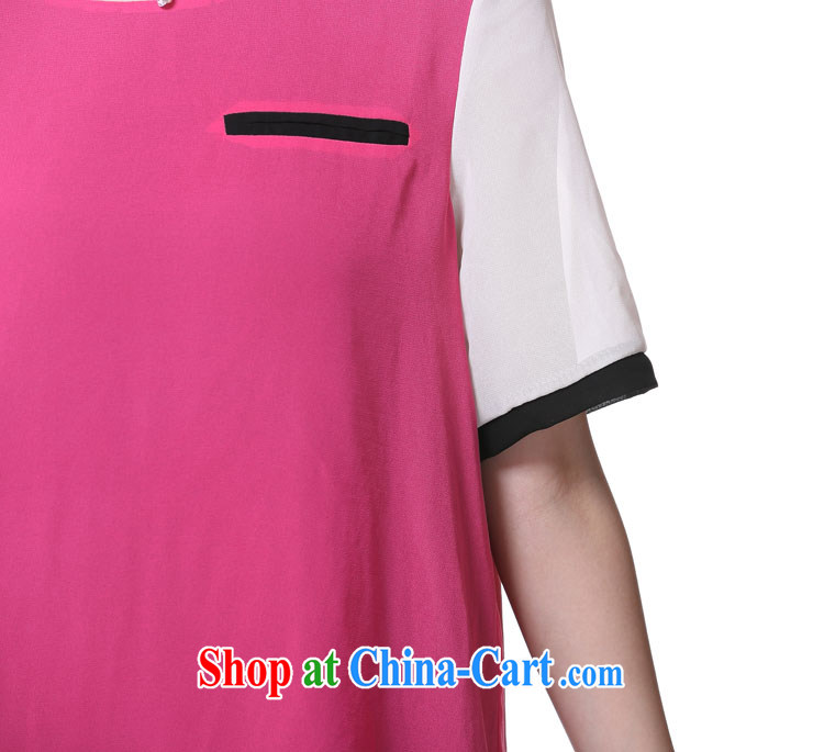 Morning would be 2015 summer New, and indeed increase, female fat mm video thin round-collar simple stitching knocked color short-sleeved sweet elegant snow T woven shirts girls of red 5 XL pictures, price, brand platters! Elections are good character, the national distribution, so why buy now enjoy more preferential! Health