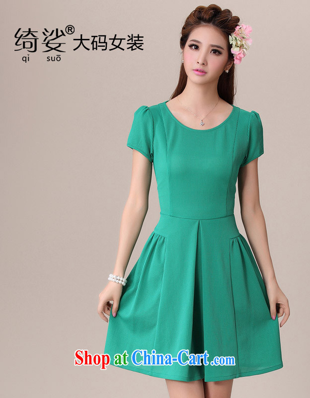 cheer for 2014 summer new XL girls decorated in graphics thin thick MM graphics thin large code short-sleeved dresses of the 2038 green 2 XL