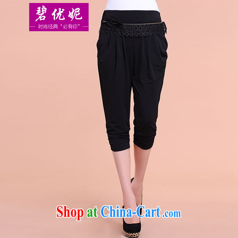 Pi-optimized Connie the code load, pants pants children mother with thick mm 7 pants summer new spring loose stamp pants female solid pants 518 black 5 XL recommendation 2 feet 8 - 3 feet