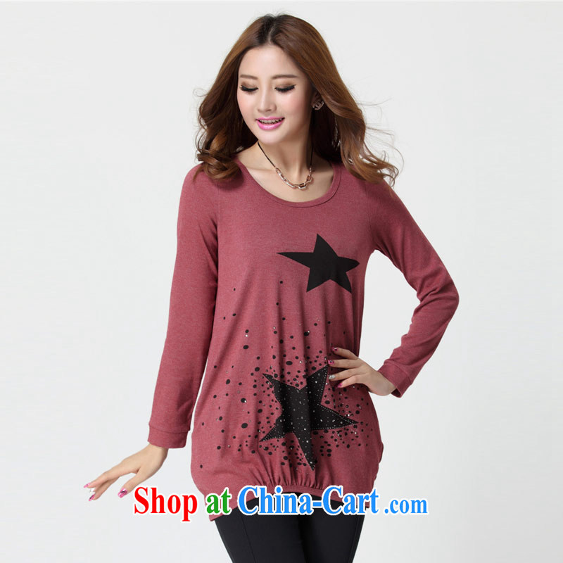 Thin _NOS_, a large, female long T shirt pure cotton and the fat pregnant women with solid T-shirt T-shirt D 9601 maroon 4XL_plain 9 XL