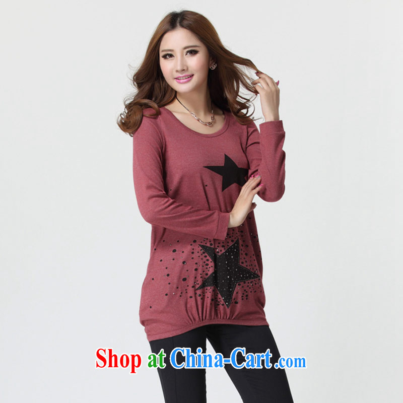 Thin (NOS), a large, female long T shirt pure cotton and the fat pregnant women with solid T-shirt T-shirt D 9601 maroon 4XL/plain 9 XL, thin (NOS), online shopping