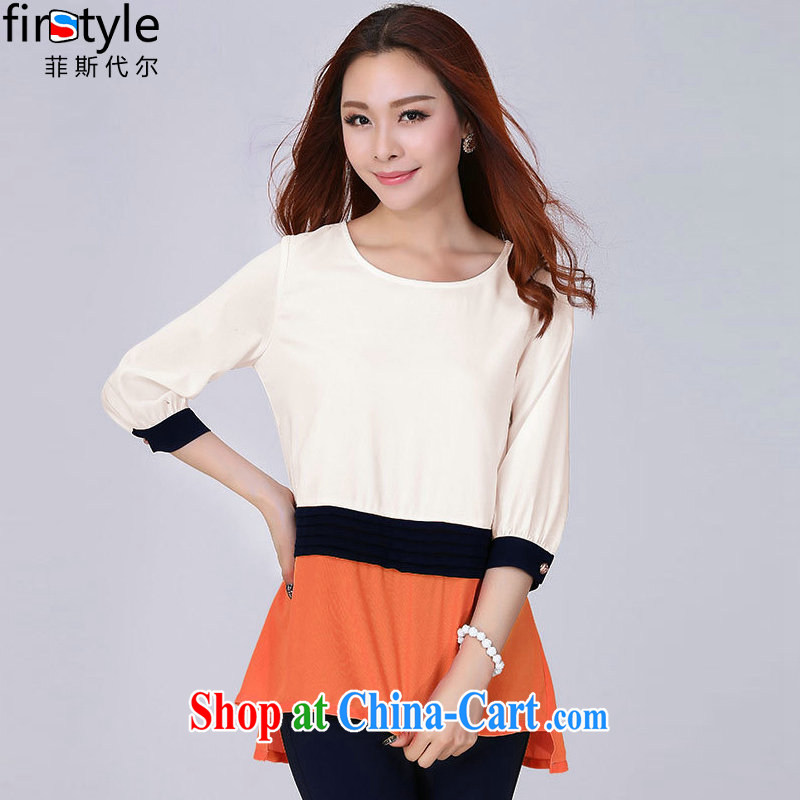 Firstyle summer 2015 new, larger female Korean video thin stitching round-collar 100 to 7 snow cuff woven shirts orange 4 XL, Donald Rumsfeld, and, shopping on the Internet