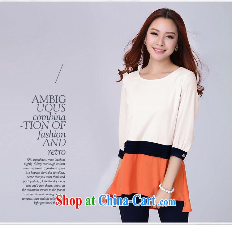 Firstyle summer 2015 new, larger female Korean video thin stitching round-collar 100 to 7 snow cuff woven shirts orange 4 XL pictures, price, brand platters! Elections are good character, the national distribution, so why buy now enjoy more preferential! Health