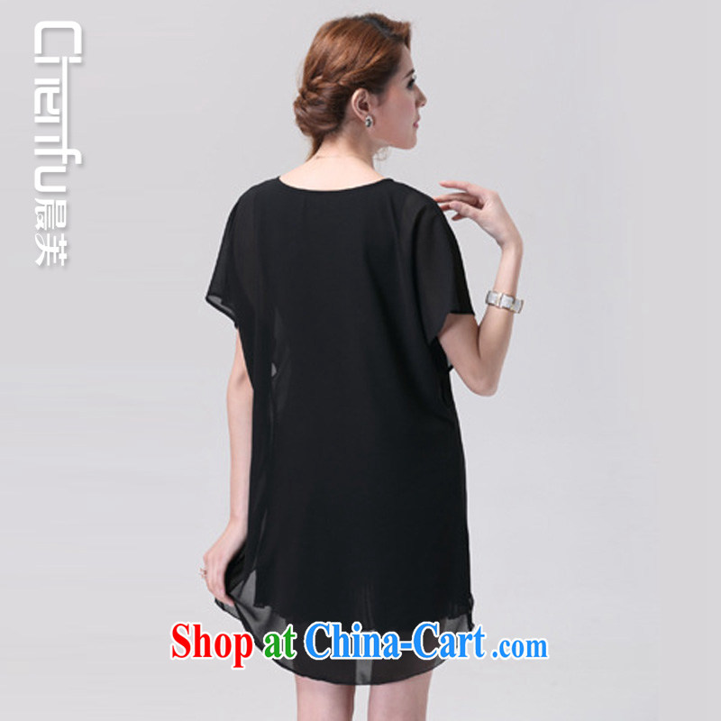 Morning would be 2015 mm thick summer Korean version of the new, dresses hot nomination burglary, Korean edition XL female loose video thin, with pressure, stylish dress black large code 5 XL, morning, and shopping on the Internet