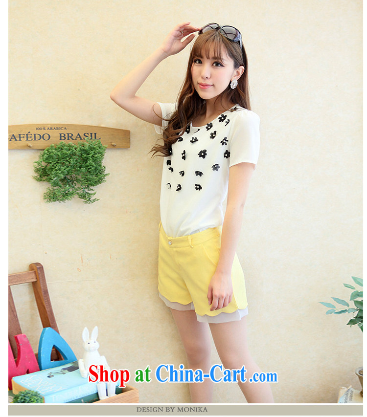 XL girls thick MM 2014 spring loaded flip side collision color shorts, waist female Trouser press video thin commuter stylish white XXXXL pictures, price, brand platters! Elections are good character, the national distribution, so why buy now enjoy more preferential! Health