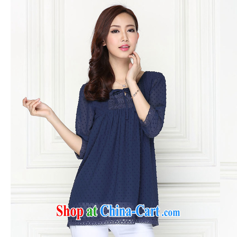 Celebrities will be 2015 spring and summer XL female Korean relaxed thick MM stylish beauty graphics thin elegant snow-woven shirts, T-shirt girl shirt 809 Black blue XXXXXL, celebrities are (MINGLIUDUHUI), and, on-line shopping