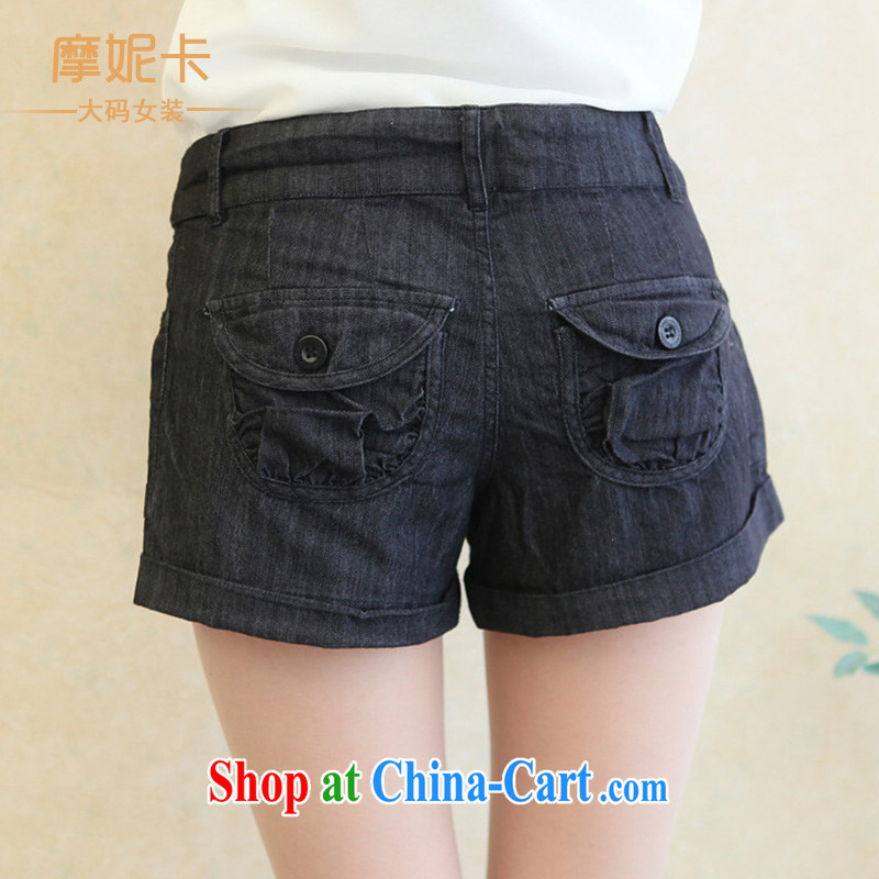 American Samoa Veronica XL female 2014 summer new mm thick Korean video thin volume relaxing 100 ground jeans washable black XXL, Veronica, shopping on the Internet