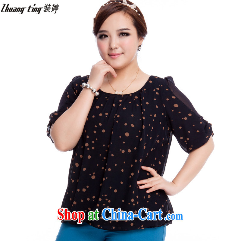The Ting zhuangting fat people graphics thin 2015 spring and summer new products, ladies fashion style in stamp duty cuff snow woven shirts Q 6024 orange 5 XL, Ting (zhuangting), online shopping