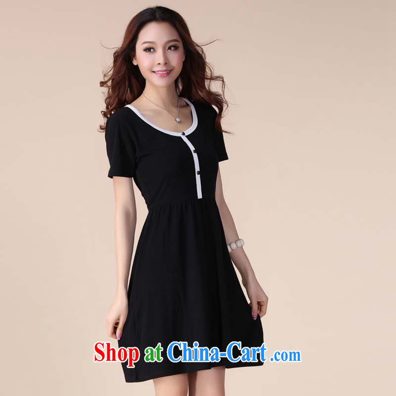 Loved summer Korean leisure video thin-waist thick mm and indeed increase, female short-sleeved dress 2078 black XXXXL, loved (Tanai), online shopping