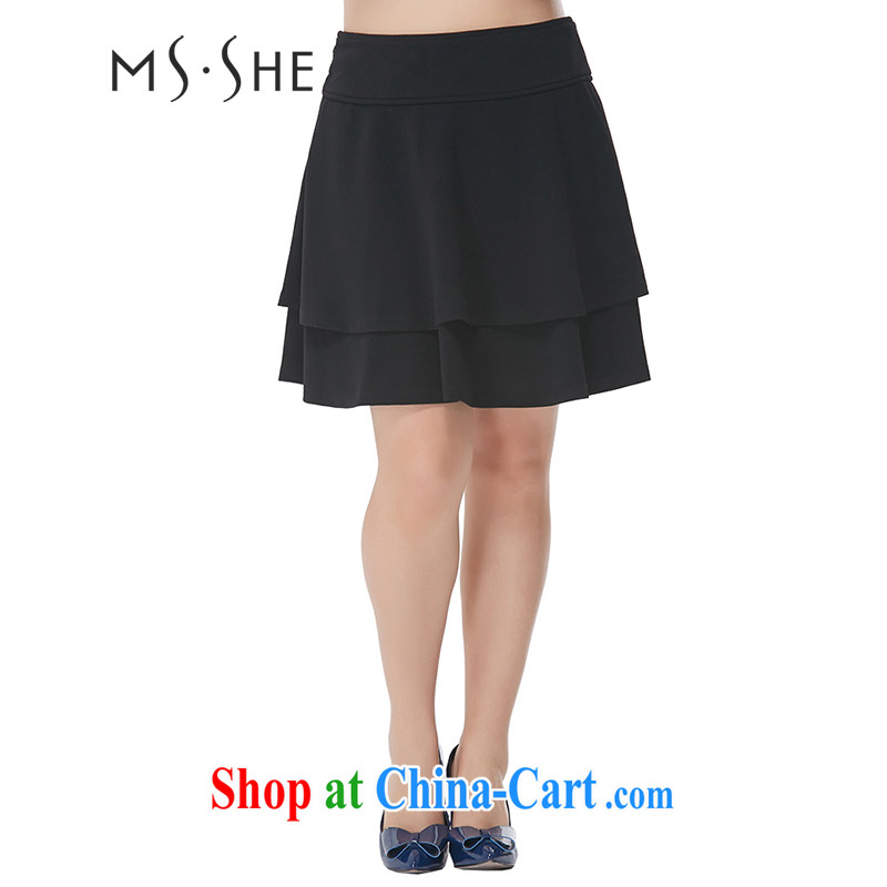 MsShe XL female body skirt 2015 new shaggy skirts Solid Color lady cake skirt XL skirts skirt body 6856 black _two-layer thinner_ T 3