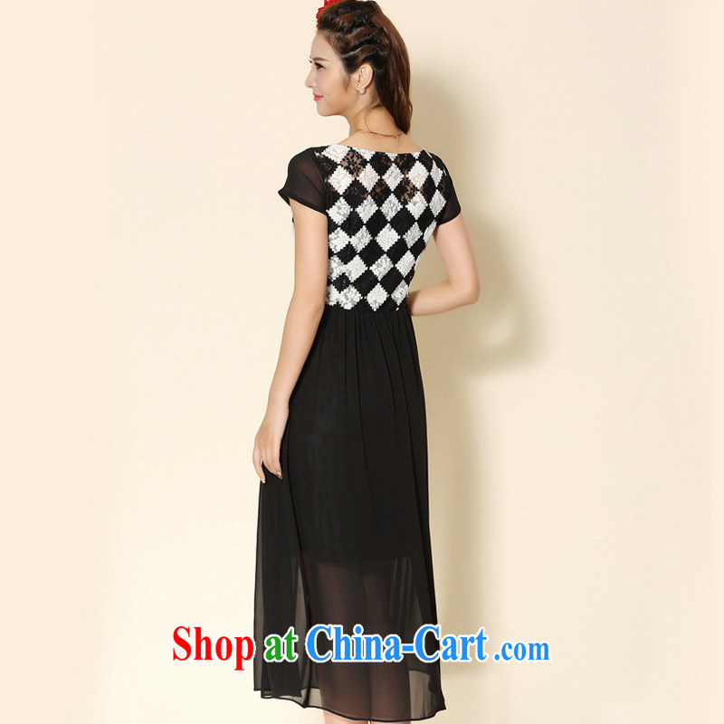 cheer for 2014 summer new, XL girls with thick MM lace, thick-mei graphics thin short-sleeved dresses long skirt Item No. 2070 black 3 XL, cheer for (qisuo), the Code women, shopping on the Internet