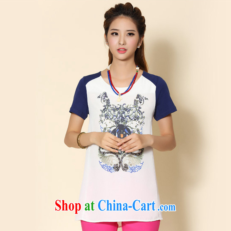 cheer for 2014 summer new stamp duty thick MM graphics thin large numbers, short-sleeve shirt T number 2082 white 2XL, cheer for (qisuo), the Code women, shopping on the Internet