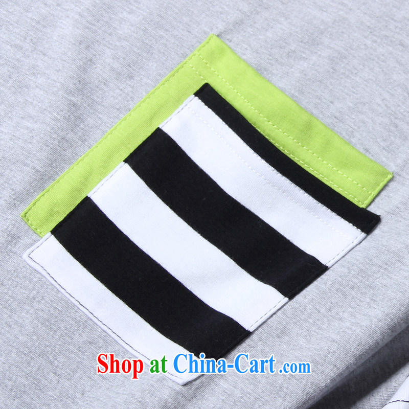 The feelnet Code women summer new Korean very casual short-sleeved T-shirt striped XL T pension 2123 large gray code 5 XL, FeelNET, shopping on the Internet