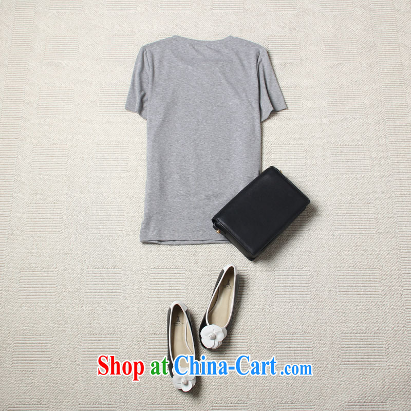 feelnet mm thick Korean version 2015 summer new, larger female short-sleeved T-shirt loose XL T pension 2149 gray 0 code 3 XL, FeelNET, shopping on the Internet