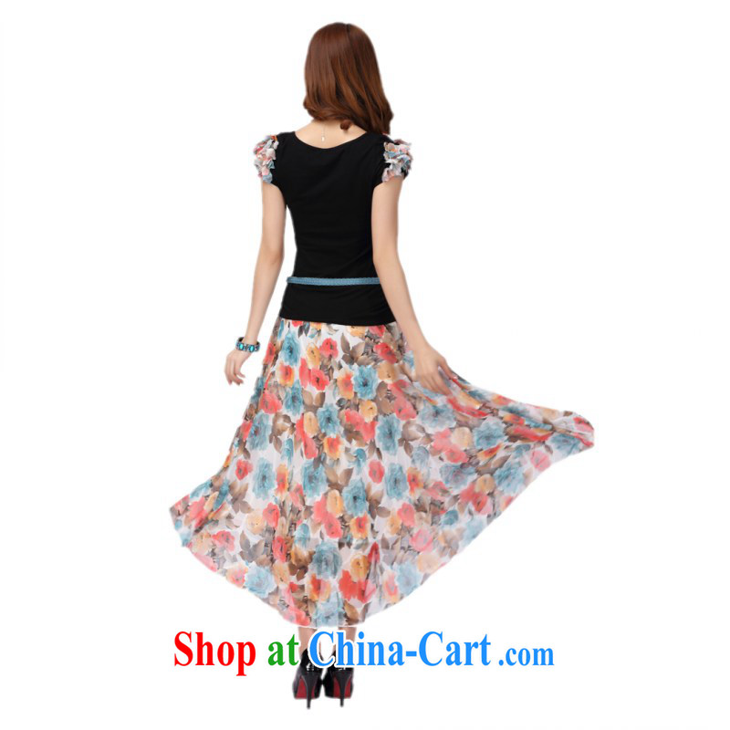 The delivery package mail -- 2014 new summer sweet two-piece floral snow woven skirts and ventricular hypertrophy, leisure Bohemia Beach Resort skirt black skirt XXXL about 155 - 175 jack, constitution, Jacob (QIANYAZI), online shopping