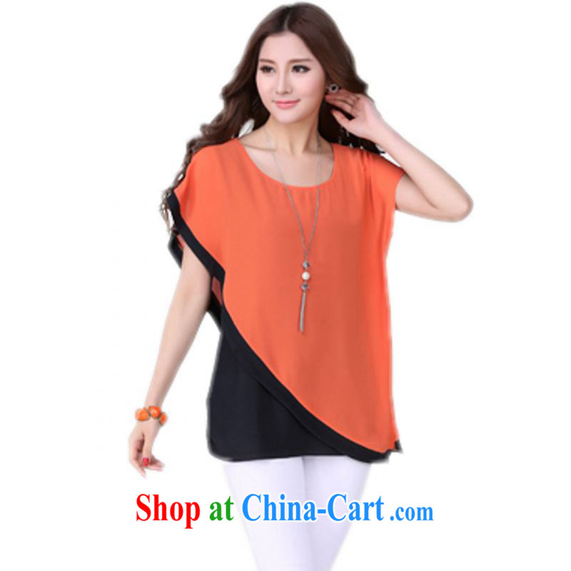 The delivery package as soon as possible e-mail mm thick snow woven shirts T-shirt Han version hit color bat short-sleeved snow woven shirts and ventricular hypertrophy, elegant graphics thin T shirts shirts blouses orange XXXXL approximately 175 - 195 ja