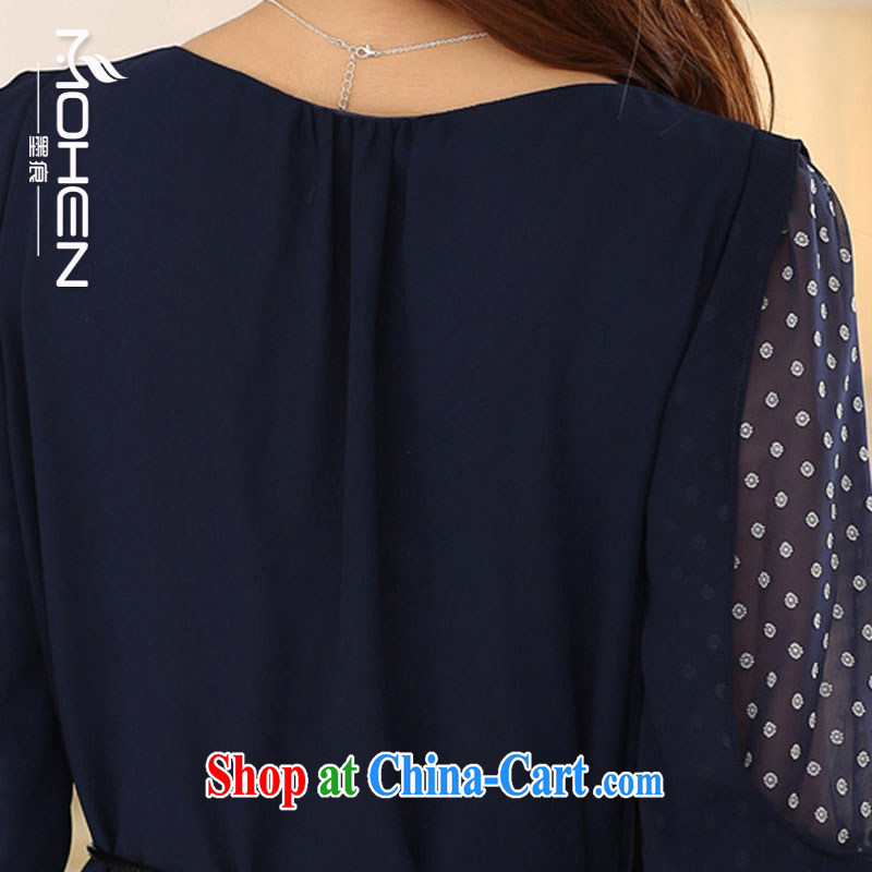 Scratches are present on the 2015 spring and summer new thick mm and indeed increase women cuff in Openwork wave point stamp snow woven shirts with round collar and fold the loose snow woven shirt blue XXL, ink marks, and shopping on the Internet