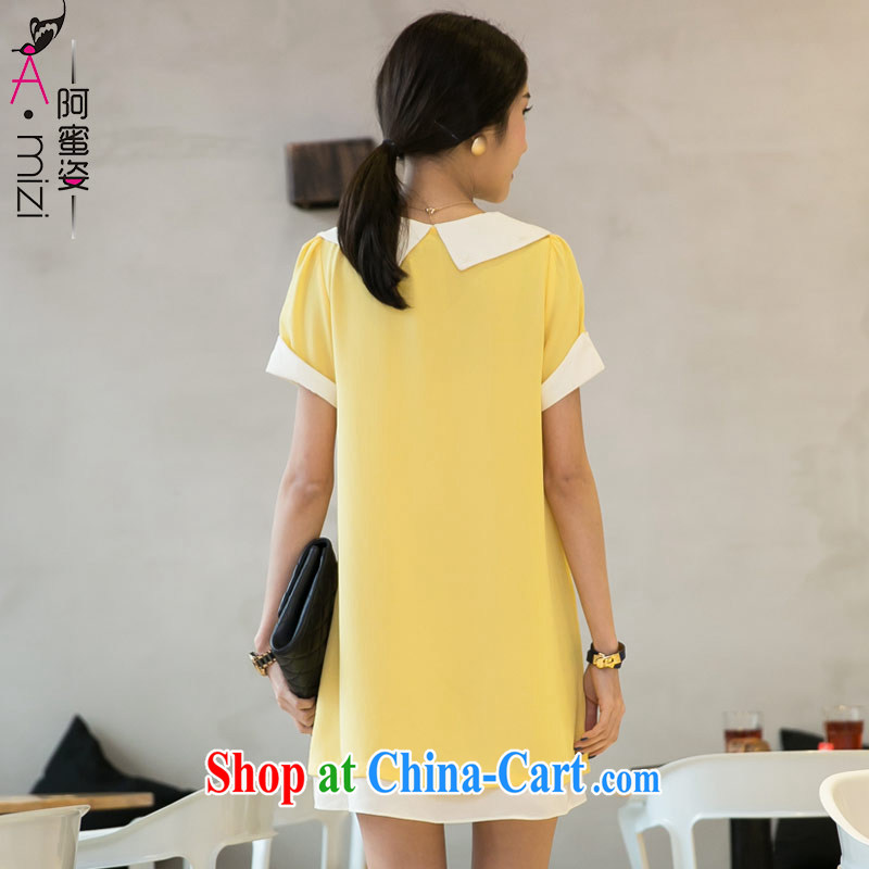 The honey and diverse Korean version thick mm larger female summer doll for graphics thin loose snow woven dresses women with chest spent 8339 yellow XXXL, honey, and, shopping on the Internet