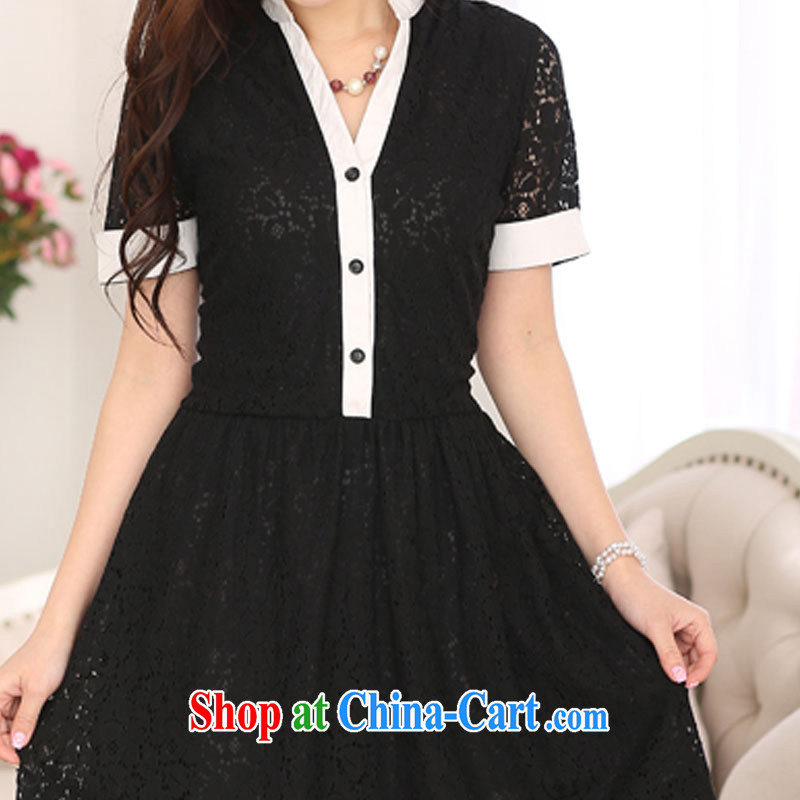 Loved XL girls with thick sister summer New-waist graphics thin short-sleeve girls lace dress 3029 black XXXL, loved (Tanai), online shopping